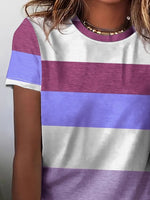 Plus Size Striped Casual Round Neck T-Shirt