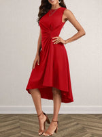 Ruched Round Neck Sleeveless Dress - Ladyez