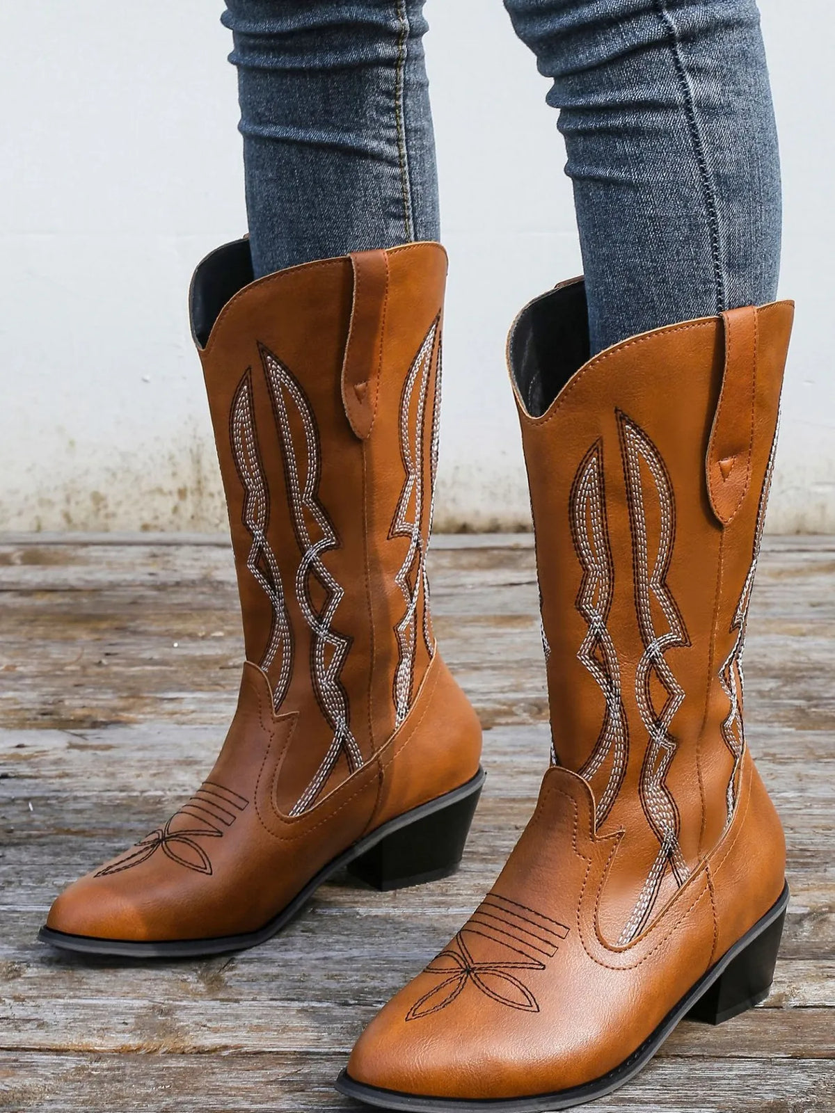 Western Embroidered Cowgirl Boots - Ladyez