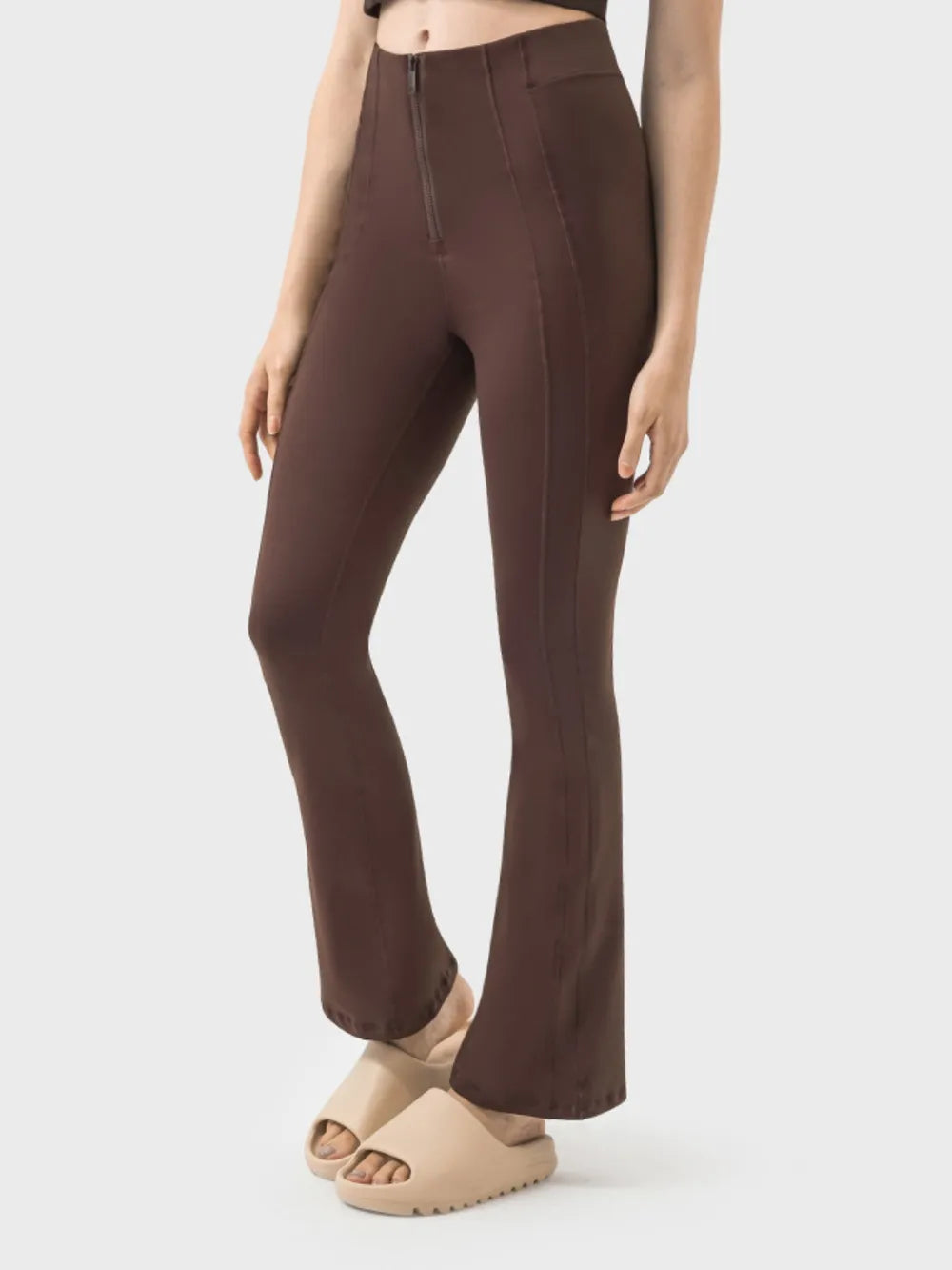 Millennia Zipper Detail High Waist Active Pants - Ladyez