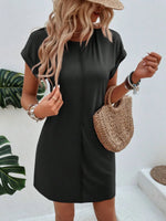 Exposed Seam Short Sleeve Mini Tee Dress