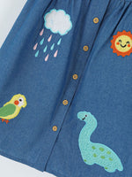 Children's Embroidered Denim A-Line Dress