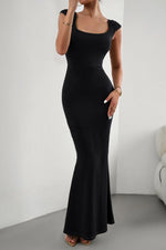 Devine Cap Sleeve Scoop Neck Maxi Dress - Ladyez