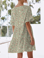 Polka Dot V-Neck Short Sleeve Mini Dress - Ladyez
