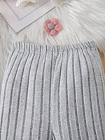 Children's Ribbed Knit Hooded Top and Pants Set