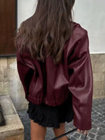 Faux Leather Zip Up Jacket