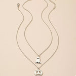 2 Piece Halloween Ghost & Pumpkin Pendant Necklace