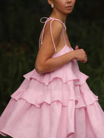 Ruffle Layered Tie Shoulder Cami Dress