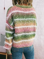Gradient Striped Round Neck Sweater