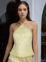 Sequined Halter Neck Cami - Ladyez