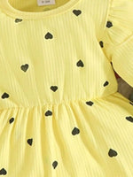 Children's Heart Print Dress & Headband Set