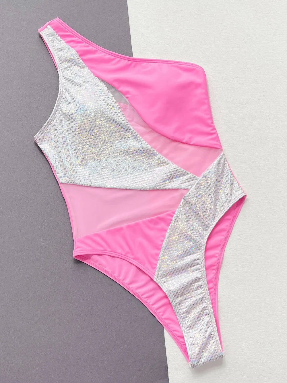 Contrast Panel One-Piece Swimsuit - Ladyez