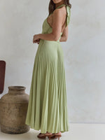 Halter Neck Pleated A-Line Dress