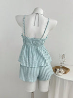 Tie Front Striped Cami and Shorts Set