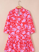 Floral Print Ruffle Hem Shirt Dress