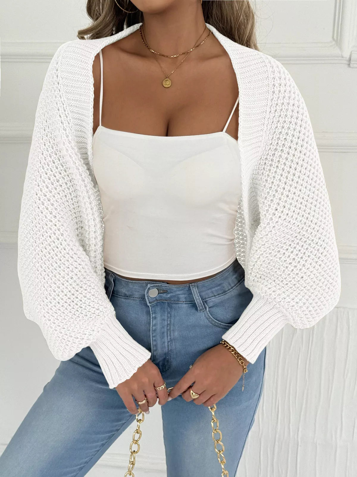 Open Front Batwing Sleeve Cardigan