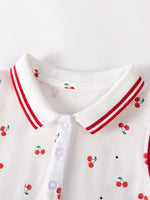 Children's Cherry Print Sleeveless Polo Dress