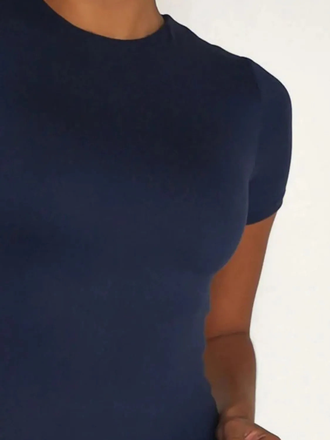 Round Neck Short Sleeve Swim Top - Ladyez