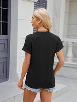 Florira Notched Short Sleeve T-Shirt - Ladyez
