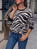 Zebra Print Round Neck Casual Sweatshirt