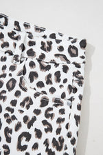 Leopard Frayed Hem Denim Shorts