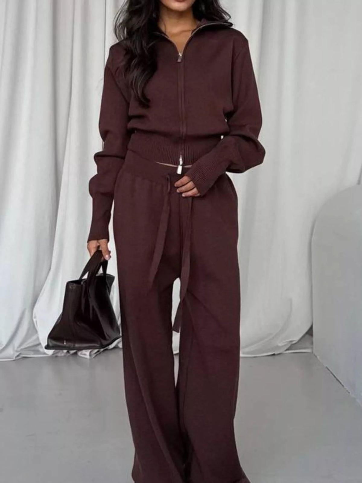 Zip-Up Outerwear andDrawstring Pants Set