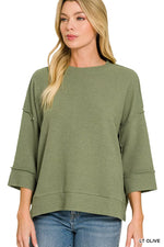 Zenana Double Knit 3/4 Sleeve Top