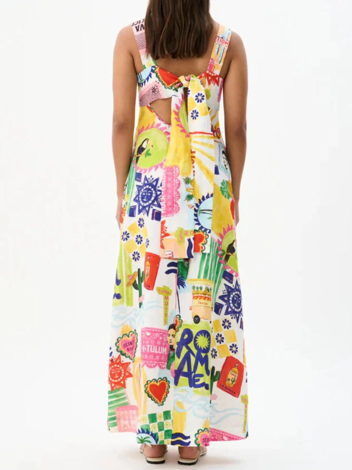 Printed Square Neck Maxi Cami Dress - Ladyez