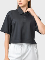 Millennia Half Button Short Sleeve Active T-Shirt - Ladyez