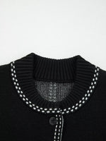 Contrast Trim Button up Sweater Cardigan