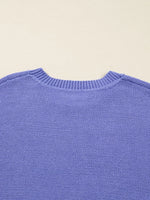 Plus Size Striped Trim Drop Shoulder Knit Loose Sweater