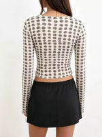 Polka Dot Mesh Flare Sleeve Top