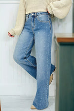 Distressed Detail Tummy Control Raw Hem Jeans