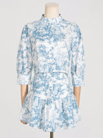 Printed Mock Neck Top and Skirt Set
