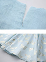 Butterfly Print Puff Sleeve Dress