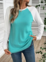Waffle Knit Raglan Sleeve T-Shirt