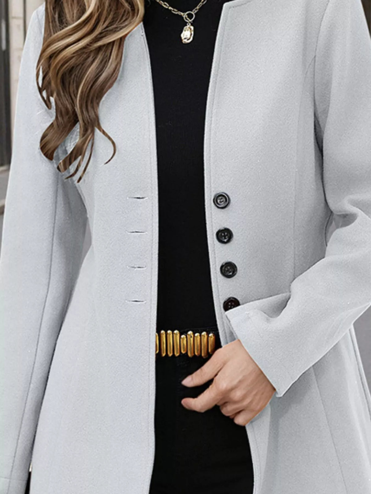 Button Up Long Sleeve Coat