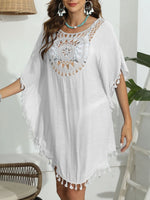 Tassel Crochet Round Neck Cover-Up - Ladyez