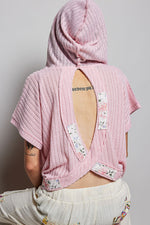 POL Short Sleeve Hooded Top with Back-Open Detail