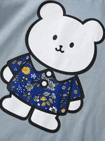 Children's Ruffled Sleeve Bear Graphic T-Shirt