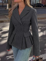 Double-Breasted Peplum Blazer