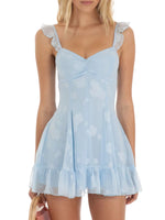 Floral Sweetheart Ruffled Cami Mini Dress - Ladyez