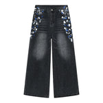 Watercolor Wide Leg Jeans with Pockets