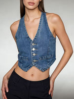Button-Down Denim Vest