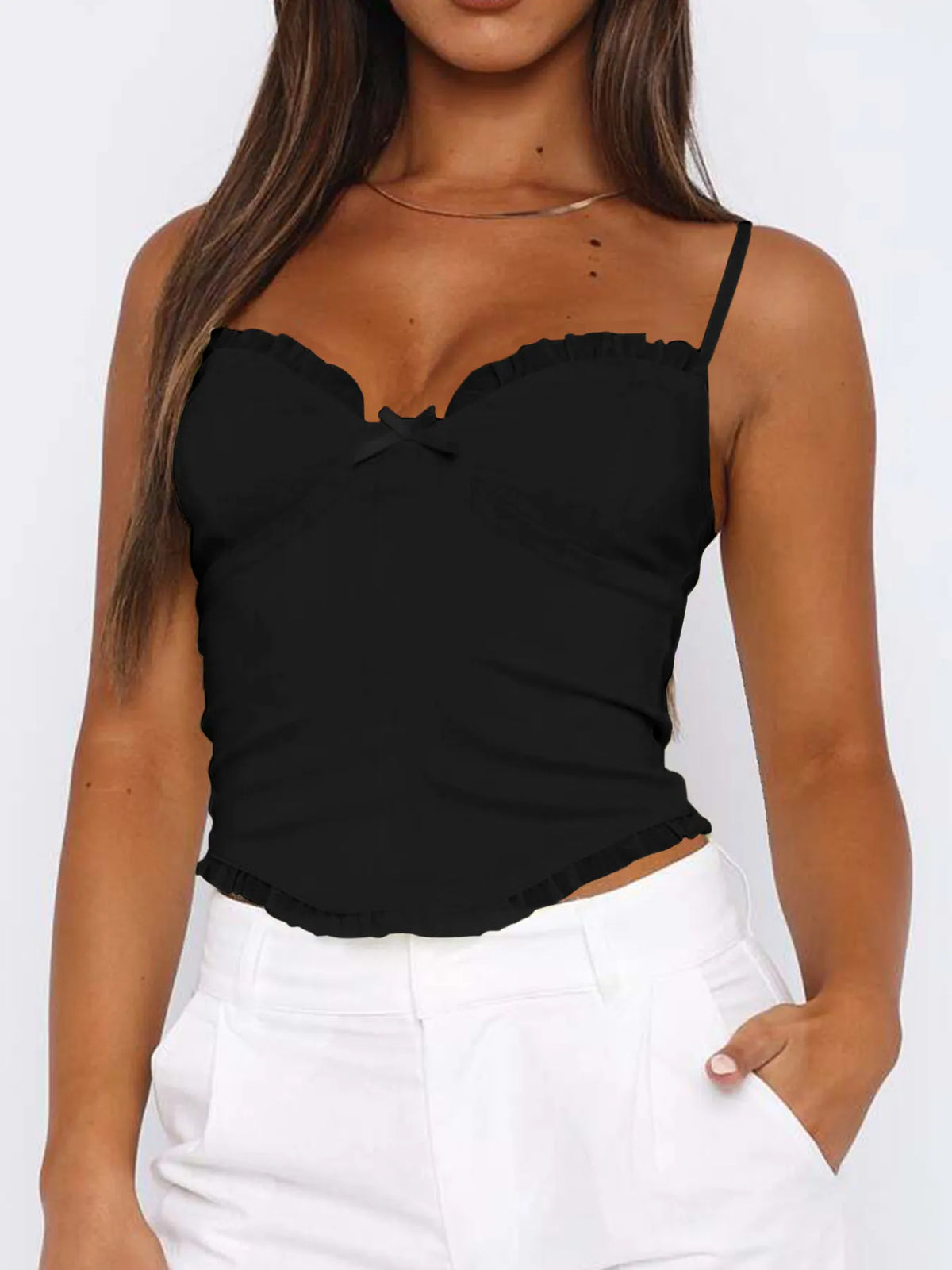 Lace Trim Sweetheart Neck Cami Top - Ladyez