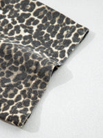 Leopard Print Short Sleeve Denim Shirt