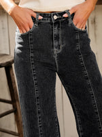 Seam Detail Flared Bottom Ankle Length Jeans - Ladyez