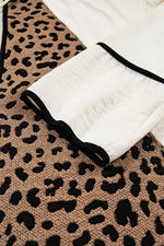 Drawstring Leopard Long Sleeve Hooded Jacket