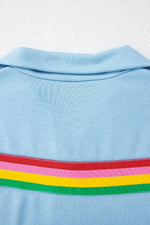 Rainbow Collared Short Sleeve Top and Shorts Set