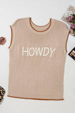 Contrast Trim Knit HOWDY Western Sweater Vest